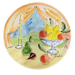Julia Junkin Still Life Fruit Candle Open Window Serving Decorative Platter
